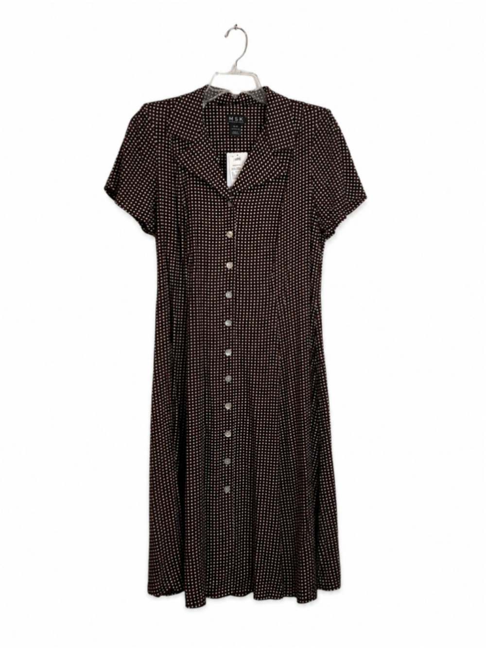 MSK Plus 18W Petite Brown White Polka Dot Midi Dress NWT - Picture 2 of 7